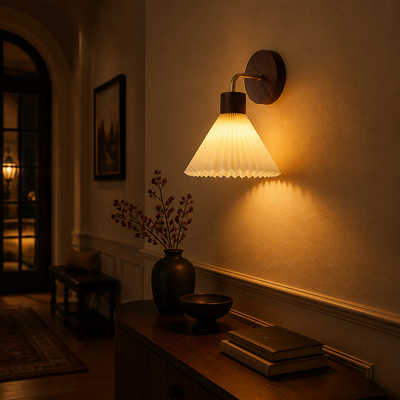 Scandinavian Wood & Fabric Wall Sconce