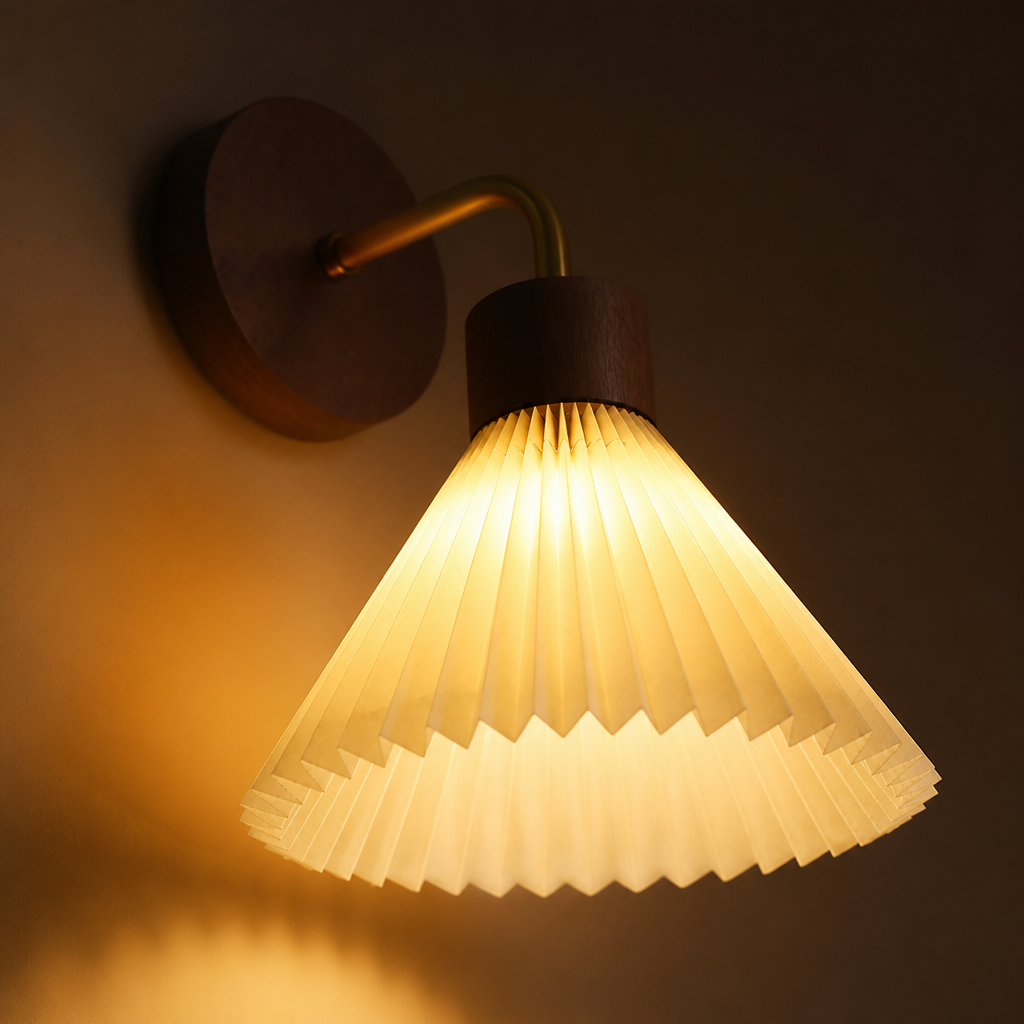 Scandinavian Wood & Fabric Wall Sconce