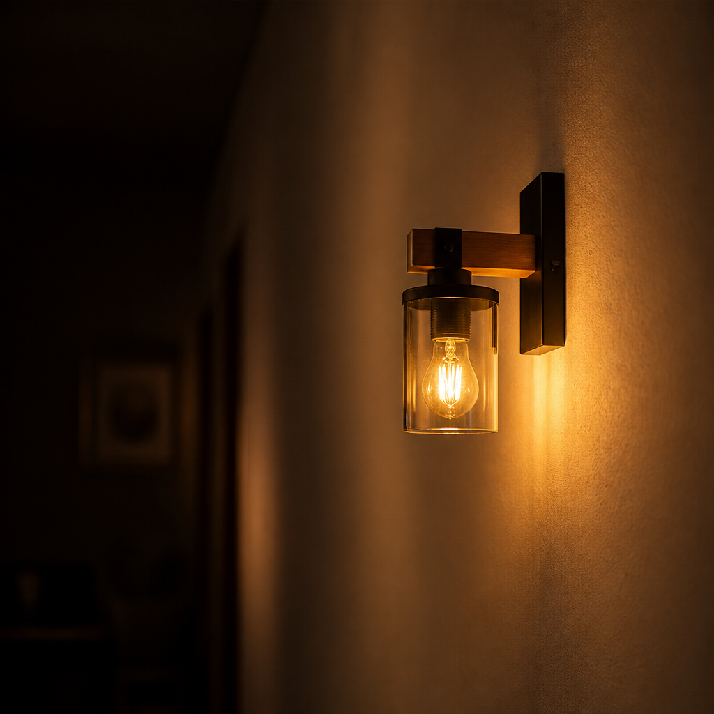 Scandinavian Wood & Glass Wall Sconce