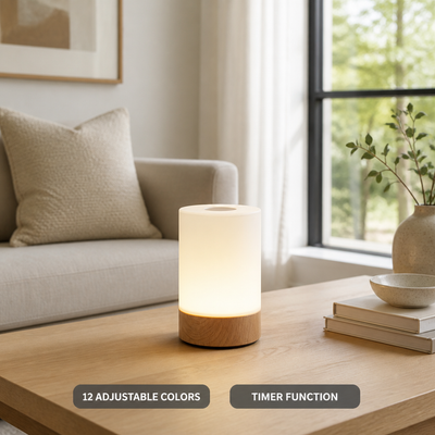 Scandinavian Wood Grain LED Touch Table Lamp