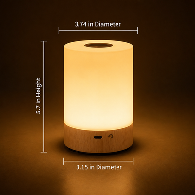 Scandinavian Wood Grain LED Touch Table Lamp
