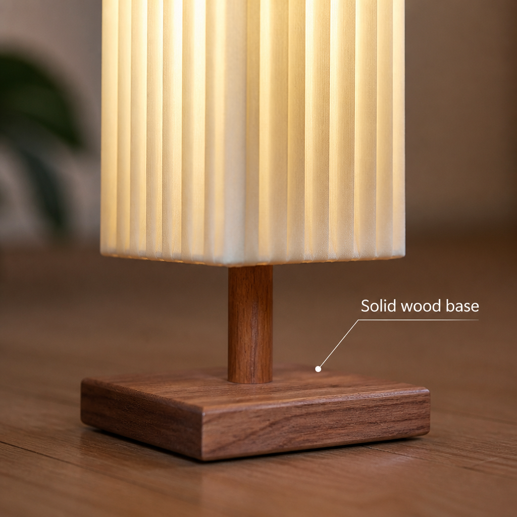Scandinavian Wood LED Fabric Shade Floor Lamp