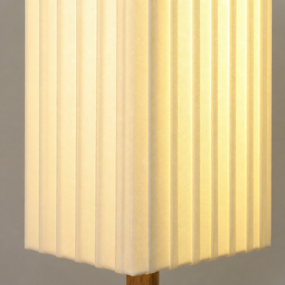 Scandinavian Wood LED Fabric Shade Floor Lamp