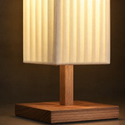Scandinavian Wood LED Fabric Shade Floor Lamp