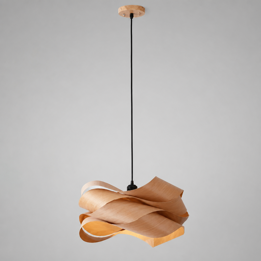Scandinavian Wood LED Irregular Wrap Pendant Light