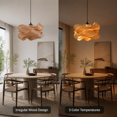 Scandinavian Wood LED Irregular Wrap Pendant Light