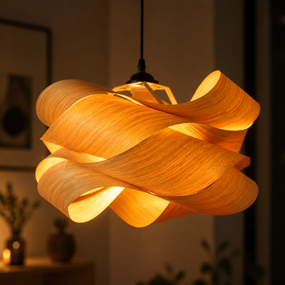 Scandinavian Wood LED Irregular Wrap Pendant Light