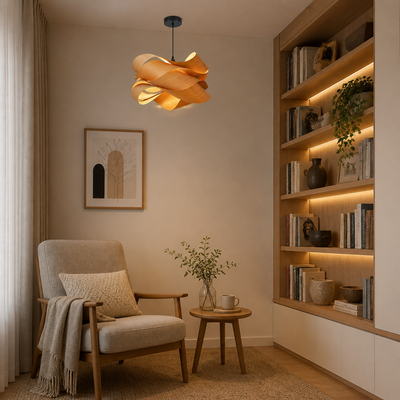 Scandinavian Wood LED Irregular Wrap Pendant Light
