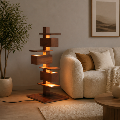 Scandinavian Wood LED Tripod Floor Lamp