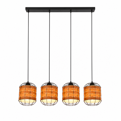 Scandinavian Wood-Look Grid Shade Pendant Light