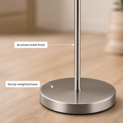 Scandinavian Wood & Nickel Floor Lamp