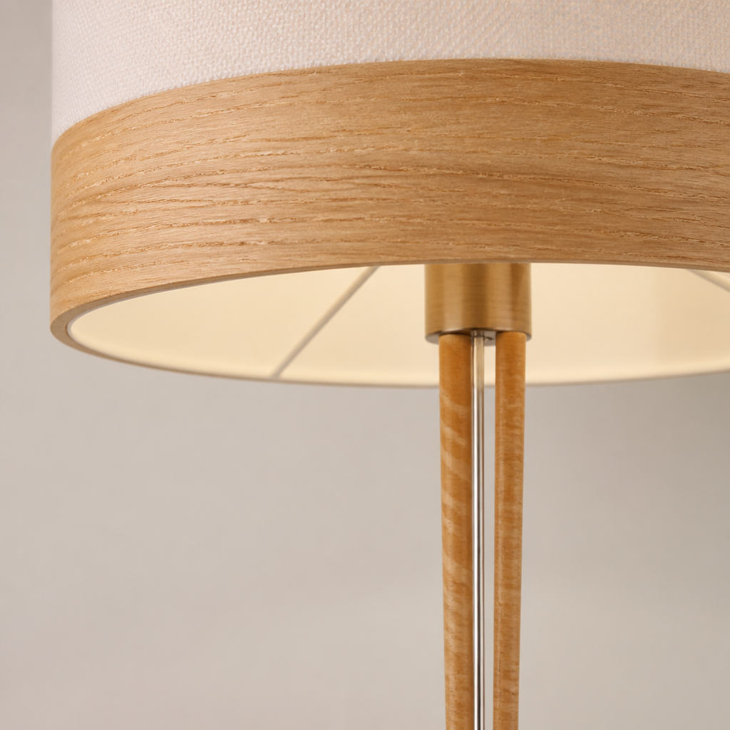 Scandinavian Wood & Nickel Floor Lamp