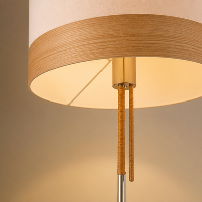 Scandinavian Wood & Nickel Floor Lamp