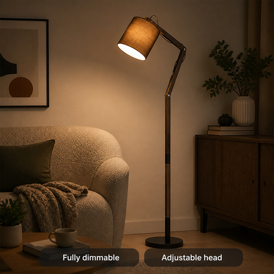 Scandinavian Wood Swivel Joint Floor Lamp