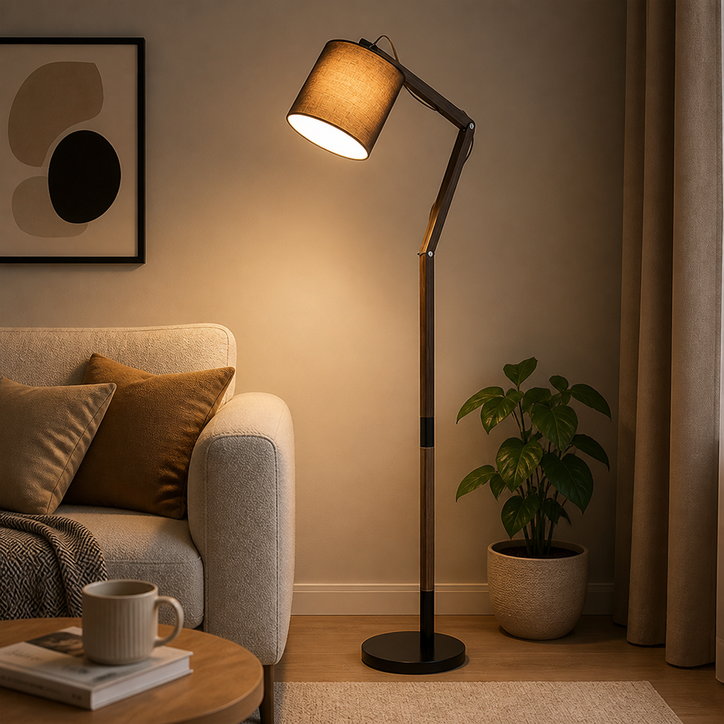 Scandinavian Wood Swivel Joint Floor Lamp