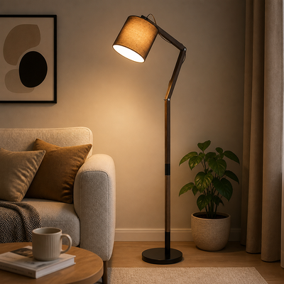Scandinavian Wood Swivel Joint Floor Lamp