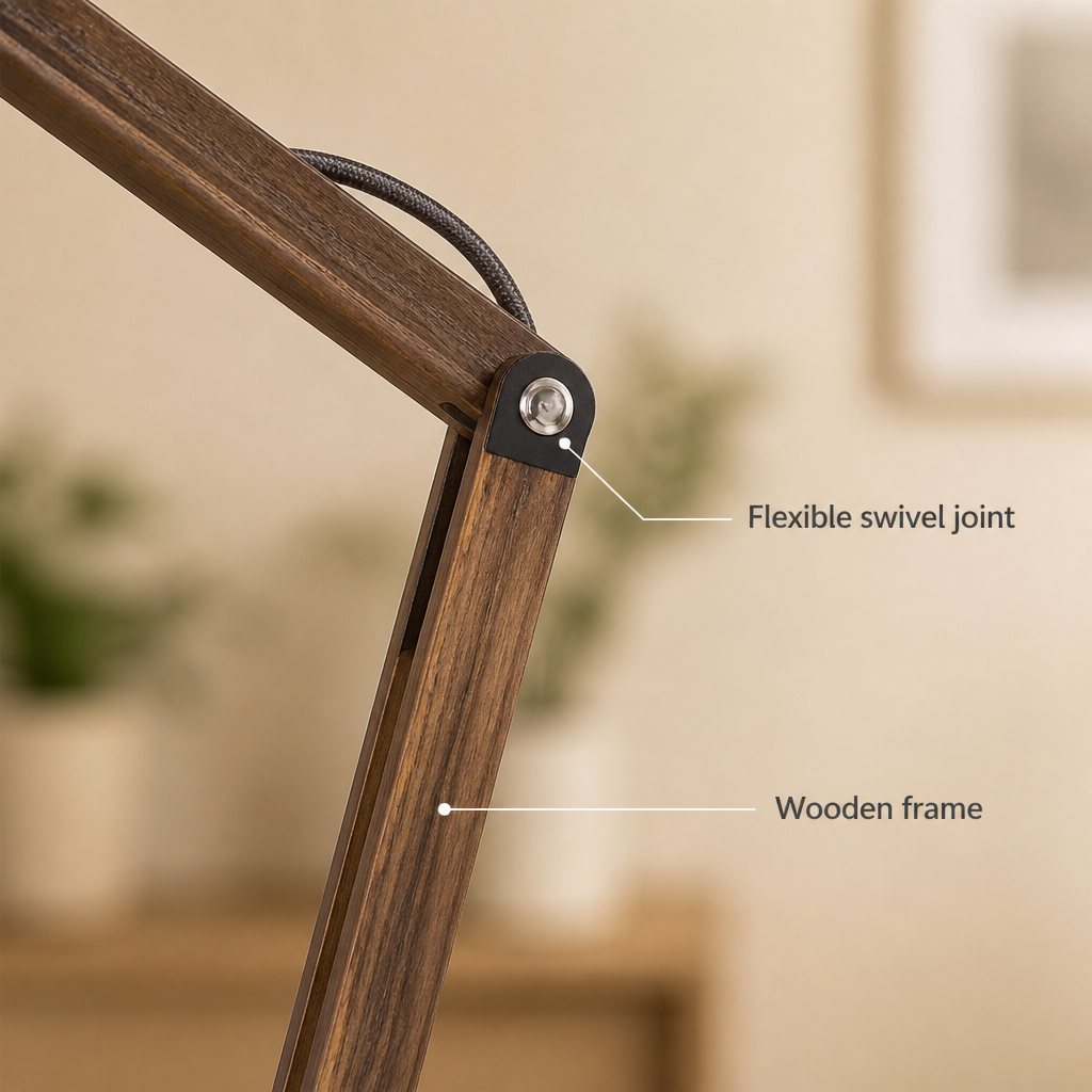 Scandinavian Wood Swivel Joint Floor Lamp