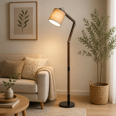 Scandinavian Wood Swivel Joint Floor Lamp