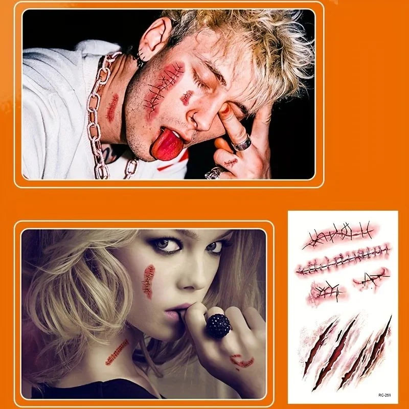 Scar Tattoo Stickers Waterproof Water-Transfer