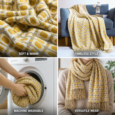 Scarf Houndstooth Soft & Warm Machine Washable