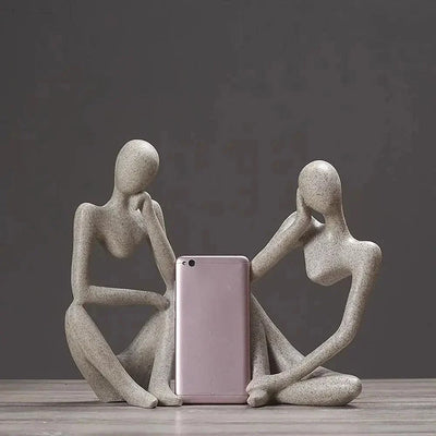 Sculpture Minimalist Seated Matte Resin Free-Standing