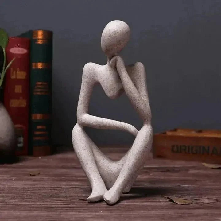 Sculpture Minimalist Seated Matte Resin Free-Standing
