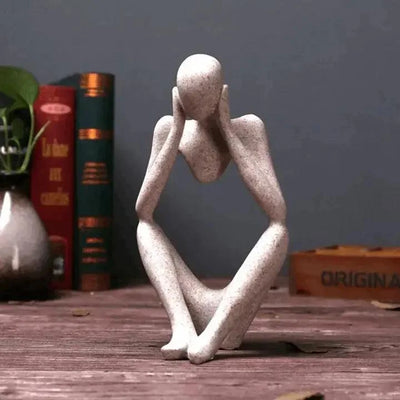 Sculpture Minimalist Seated Matte Resin Free-Standing