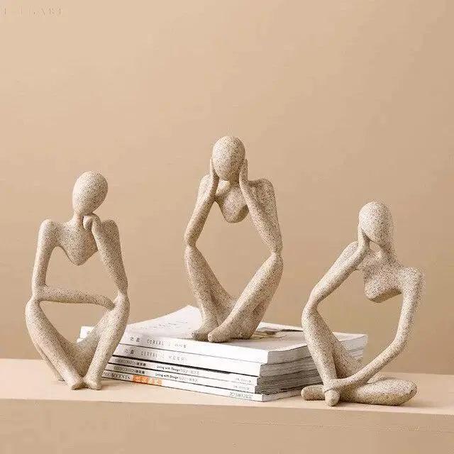 Sculpture Minimalist Seated Matte Resin Free-Standing
