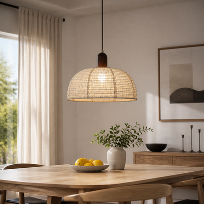 Semi-Circular Linen Pendant Light