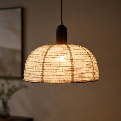 Semi-Circular Linen Pendant Light