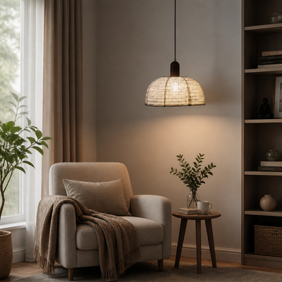 Semi-Circular Linen Pendant Light
