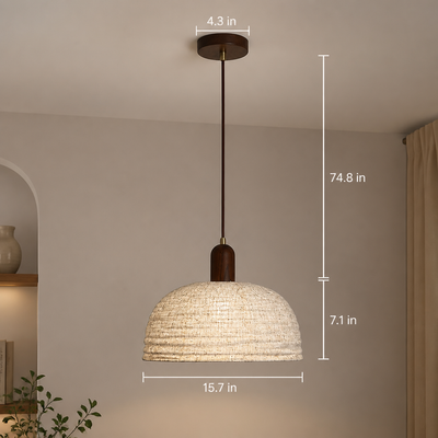 Semi-Circular Linen Pendant Light