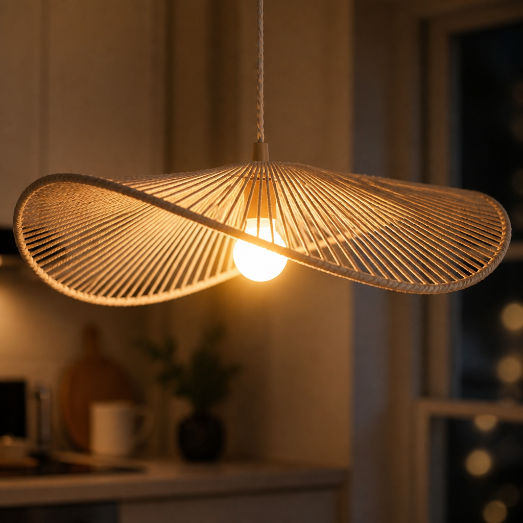 Set of 2 Boho Rattan Pendant Light