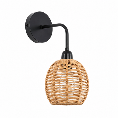 Set of 2 Boho Woven Vine Semi-Flush Wall Sconces