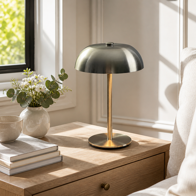 Set of 2 Brushed Metal LED Table Lamps