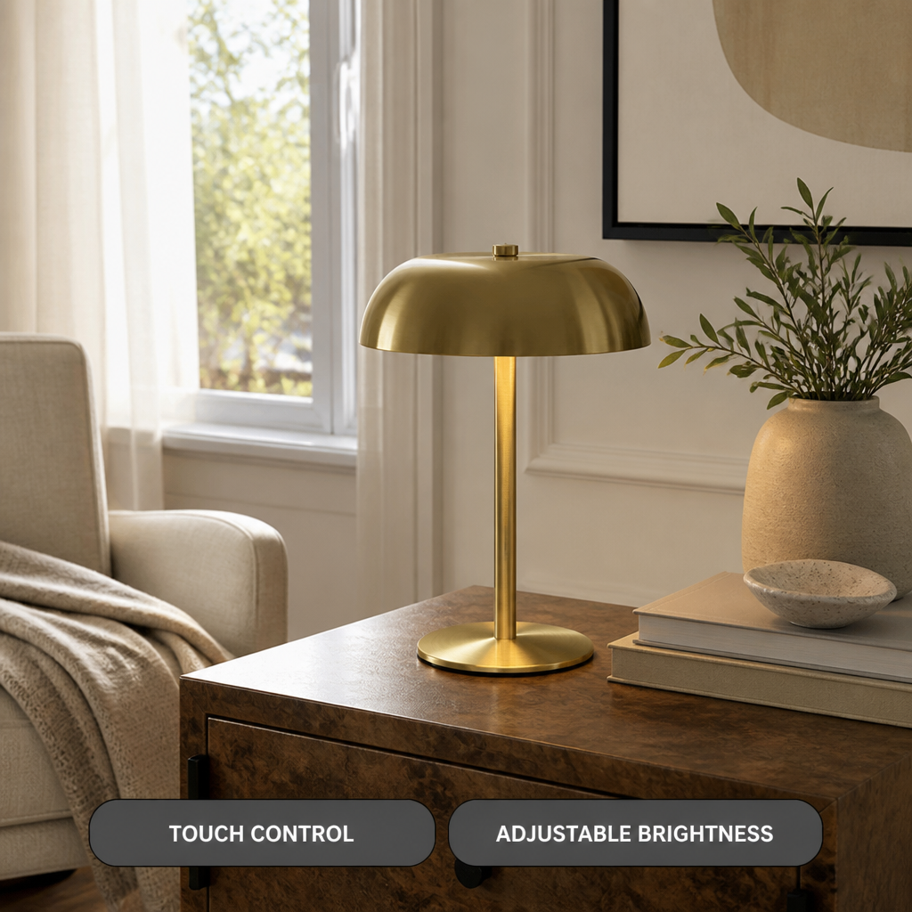 Set of 2 Brushed Metal LED Table Lamps