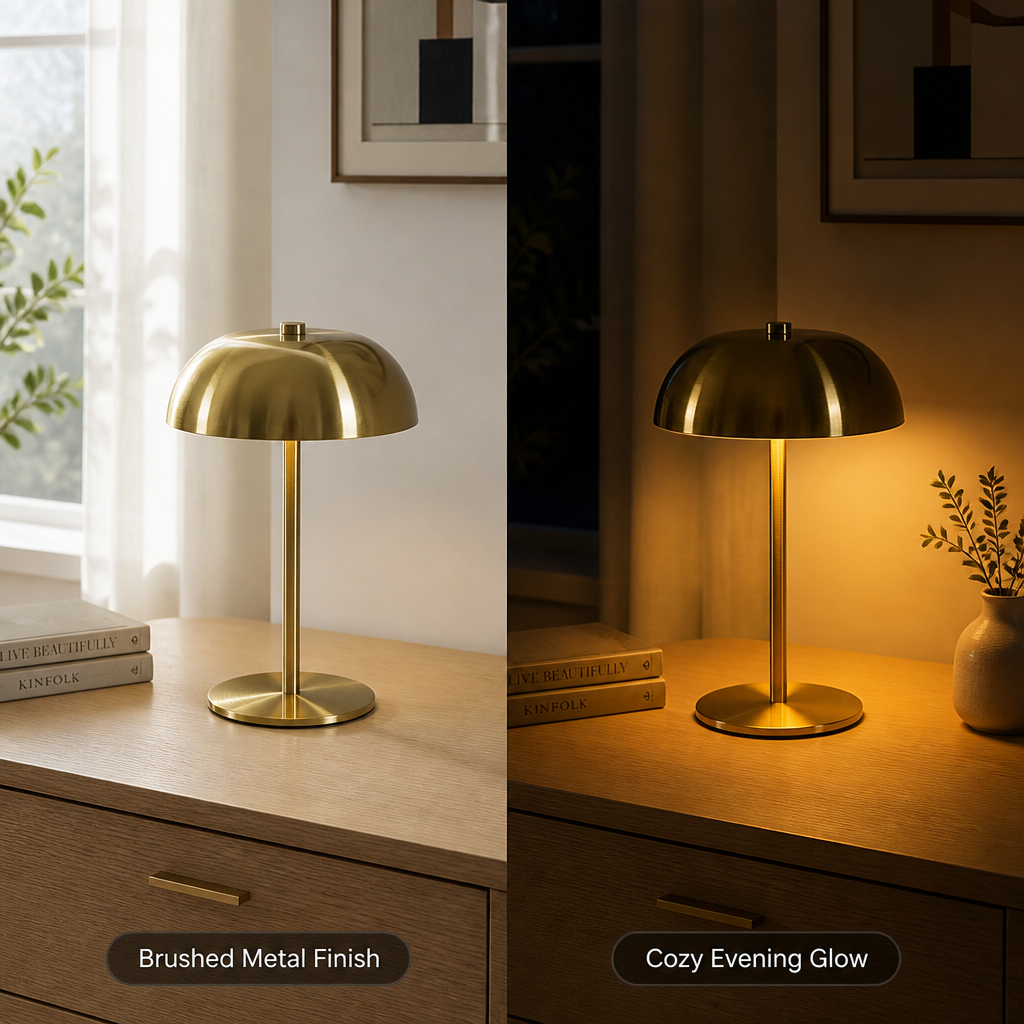 Set of 2 Brushed Metal LED Table Lamps
