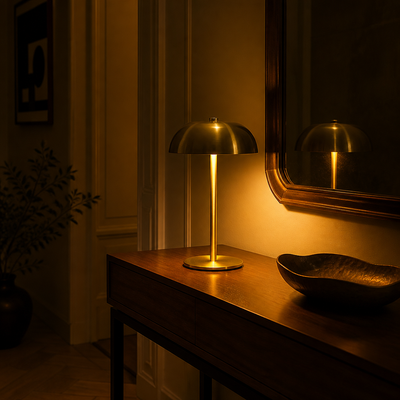 Set of 2 Brushed Metal LED Table Lamps