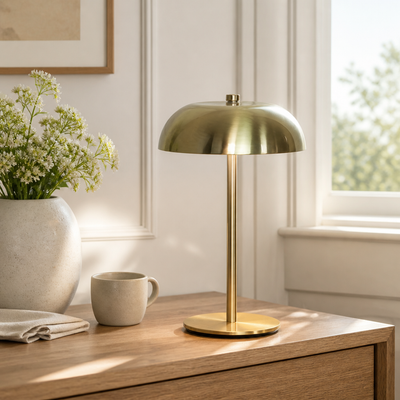 Set of 2 Brushed Metal LED Table Lamps