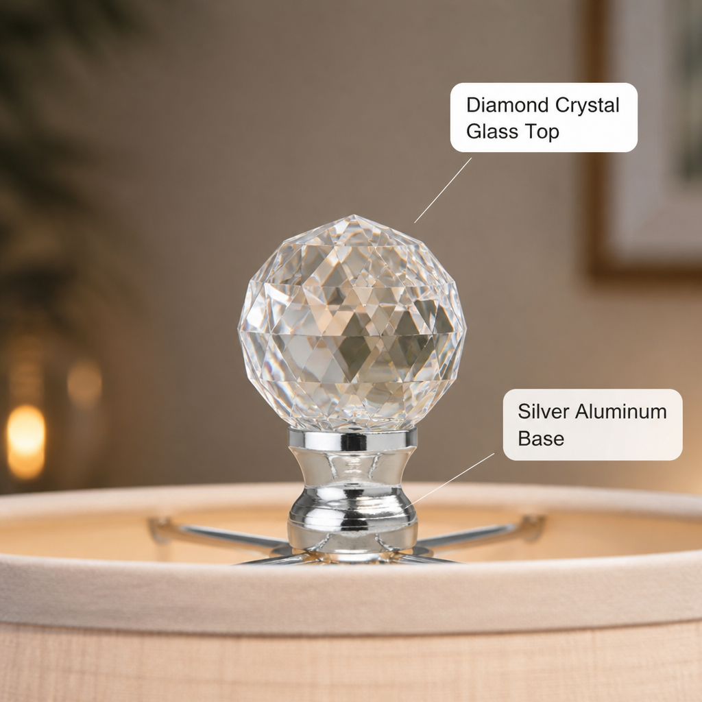 Set of 2 Clear Crystal Diamond-Cut Table Lamps