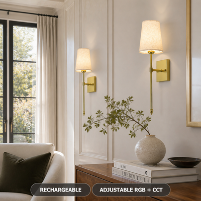 Set of 2 Golden LED Wall Sconces