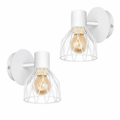 Set of 2 Industrial Metal Wire Cage Wall Sconces
