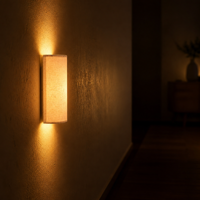 Set of 2 Linen LED Remote Wall Sconces
