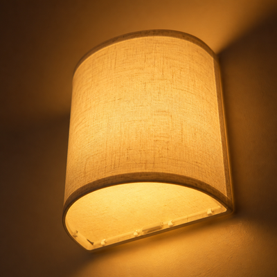 Set of 2 Linen LED Remote Wall Sconces