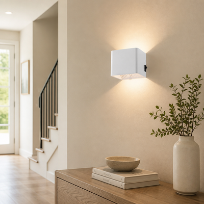 Set of 2 Minimalist Aluminum LED Motion Sensor Wall Sconces
