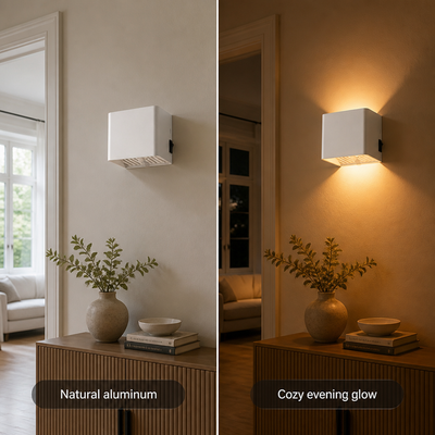 Set of 2 Minimalist Aluminum LED Motion Sensor Wall Sconces