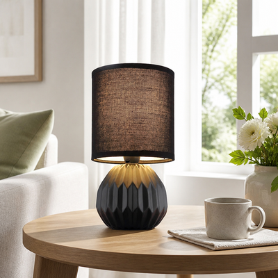 Set of 2 Minimalist Black Ceramic Table Lamps