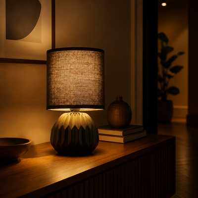 Set of 2 Minimalist Black Ceramic Table Lamps