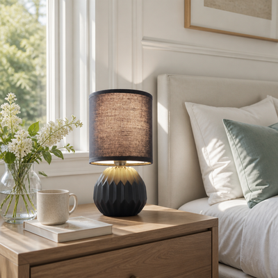 Set of 2 Minimalist Black Ceramic Table Lamps