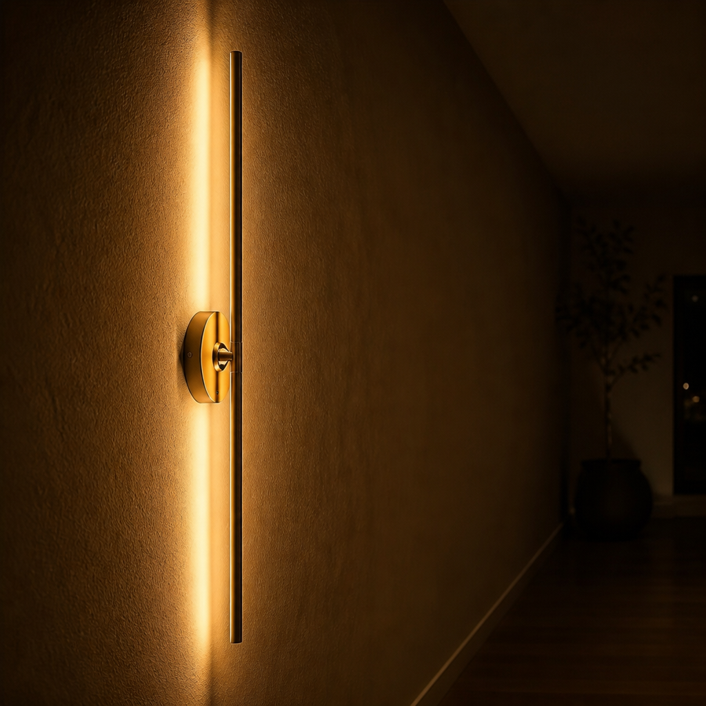 Set of 2 Minimalist Gold LED Rotatable Wall Sconces